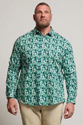 BadRhino Tailoring Big & Tall Green Premium Geometric Long Sleeve Shirt | BadRhino 1