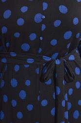 EVANS Plus Size Black & Blue Spot Print Split Front Dress | Yours Clothing  4