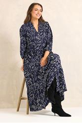 EVANS Plus Size Navy Blue Abstract Print Tiered Maxi Dress | Evans 2