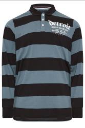 BadRhino Big & Tall Blue 'Detroit' Print Stripe Rugby Polo Shirt | BadRhino 2