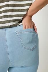 YOURS Plus Size Light Blue Cropped JENNY Jeggings | Yours Clothing  4