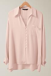 EVANS Curve Light Pink Dipped Hem Oversized Shirt