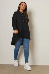 YOURS Plus Size Black Metallic Drawstring Hoodie | Yours Clothing 2