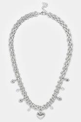 Silver Tone Chain Heart Necklace | Yours Clothing 3