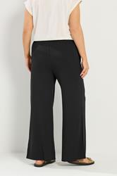 YOURS Plus Size Black Soft Touch Wide Leg Trousers | Yours Clothing 2