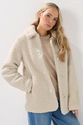 LTS Tall Ivory White Borg Button Through Jacket | Long Tall Sally 3