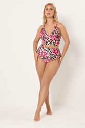 YOURS Plus Size Animal High Waist Tummy Control Bikini Briefs | Yours Clothing 2