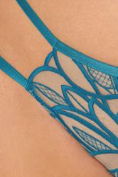 PLAYFUL PROMISES Teal Green Floral Embroidered Thong 4