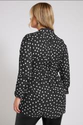 YOURS LONDON Plus Size Black Polka Dot Gathered Side Shirt | Yours Clothing 2