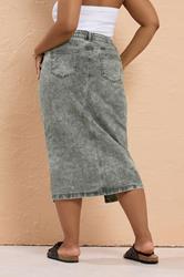 YOURS Plus Size Grey Acid Wash Denim Midaxi Skirt | Yours Clothing 2