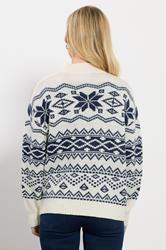 M&Co Petite Navy Blue & White Fairisle Knit Jumper | M&Co 2