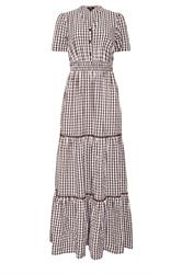 LTS Tall Women's Chocolate Brown Gingham Cotton Maxi Dress | Long Tall Sally 5