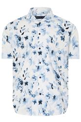 BadRhino Big & Tall White Flower Print Peached Revere Collar Shirt