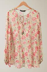 EVANS Plus Size Natural Brown Floral Tie Neck Blouse | Evans 6