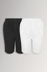 YOURSET 2 PACK Plus Size Black & White Cool Cotton Shorts | Yours Clothing 3