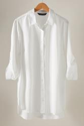 EVANS Plus Size White Tab Sleeve Shirt | Evans 6