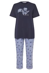 YOURS Plus Size Blue 'Coastal Calm' Stripe Pyjama Set | Yours Clothing 5