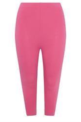 YOURS Curve Pink Elasticated Waist Cropped Leggings
