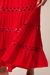 M&Co Red Sleeveless Tiered Maxi Dress | M&Co 5