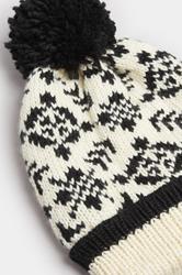 Ivory White Fairisle Pom Pom Bobble Hat | Yours Clothing 2