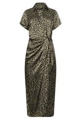 STAR Khaki Green Leopard Satin Maxi Dress | StarByJM 5