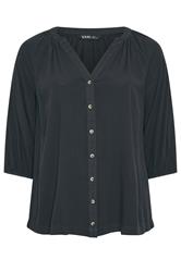 YOURS Curve Black Chambray Blouse