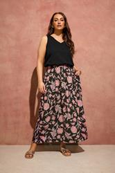 EVANS Plus Size Rust Orange Print A Line Midi Skirt | Evans 3