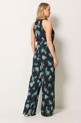 LTS Tall Women's Black Floral Halterneck Jumpsuit | Long Tall Sally 2