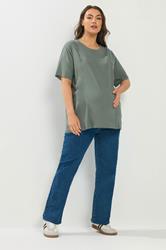 BUMP IT UP MATERNITY Plus Size Sage Green Nursing T-Shirt | Yours Clothing 2
