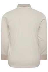 BadRhino Big & Tall Cream Textured Waffle Long Sleeve Polo Shirt | BadRhino 6