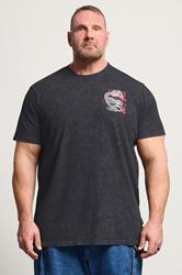BadRhino Big & Tall Black Extra Long Acid Wash Dragon Graphic T-Shirt | BadRhino 3