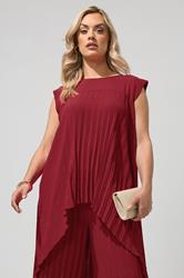 YOURS LONDON Plus Size Red Pleated Top | Yours Clothing 3