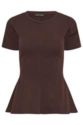 PixieGirl Petite Chocolate Brown Cotton Cinched Waist Top