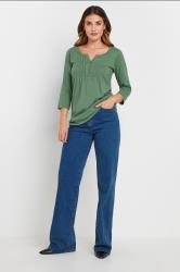 LTS Tall Green Cotton Henley Top | Long Tall Sally 1