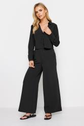 PixieGirl Petite Womens Black Textured Cropped Shirt | PixieGirl 2