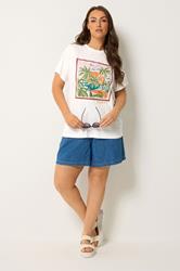 YOURS Plus Size White 'Hawaii' Tropical Graphic Print T-Shirt | Yours Clothing 1