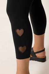 YOURS Plus Size Black Heart Mesh Detail Cropped Leggings | Yours Clothing 4