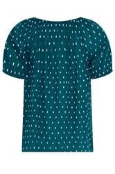 M&Co Teal Blue Dobby Button Up Cotton Blouse | M&Co 2