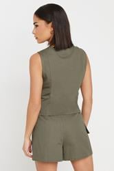 PixieGirl Petite Women's Khaki Green Cotton Cargo Pocket Skort | PixieGirl 5