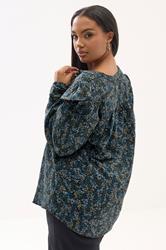 YOURS Plus Size Blue Ditsy Floral Print Frill Top | Yours Clothing 2