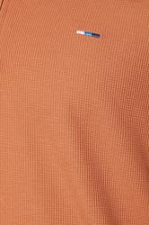 BadRhino Big & Tall Orange Waffle Texture Zip Polo Shirt | BadRhino 5