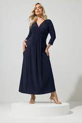 YOURS LONDON Plus Size Navy Blue Maxi Drape Dress | Yours Clothing 3