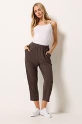 M&Co Chocolate Brown Cropped Hareem Trousers | M&Co 3