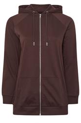 YOURS Curve Plus Size Chocolate Brown Zip Through Hoodie | Yours Clothing 5