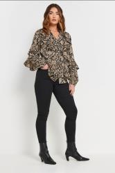 LTS Tall Beige Brown Snake Print Frill Shirt | Long Tall Sally 2