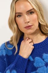 LTS Tall Blue Floral Fluffy Knit Jumper | Long Tall Sally 5