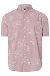 BadRhino Big & Tall Pink Linear Floral Slub Shirt