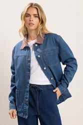 PixieGirl Petite Women's Denim Blue Cord Collar Jacket | PixieGirl 3