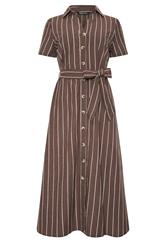 M&Co Chocolate Brown Stripe Midi Shirt Dress | M&Co 6