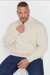 BadRhino Big & Tall Cream Milano Quarter Zip Jumper | BadRhino 3